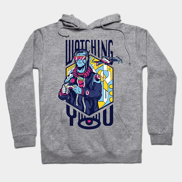 Funny Drone Pilot Quotes Watching You Hoodie by Visual Vibes